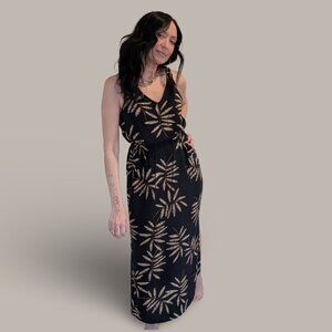A New Day Palm Print V-Neck Maxi Dress - XS